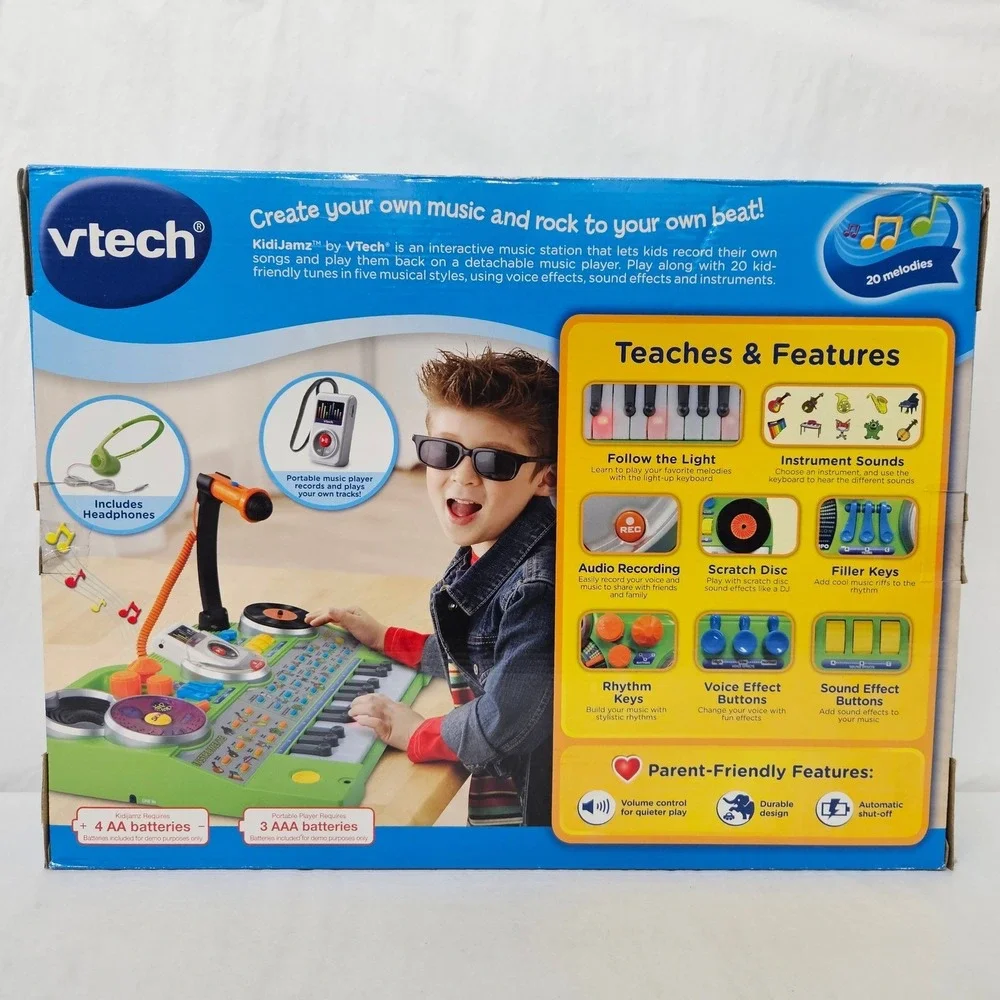 VTech KidiJamz Studio Music Station Keyboard DJ Scratch‎ Pad Microphone New